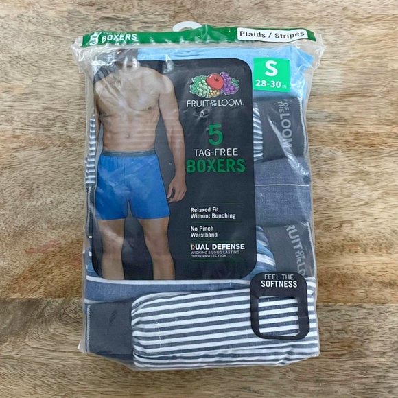 5/$20 NEW 5Pk S 28-30 Men's FOTL Plaids & Stripes Tag Free Boxers - Picture 1 of 5
